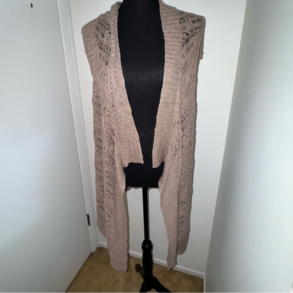 Calvin Klein Jeans Tan Cardigan Sweater Open-Front Knit